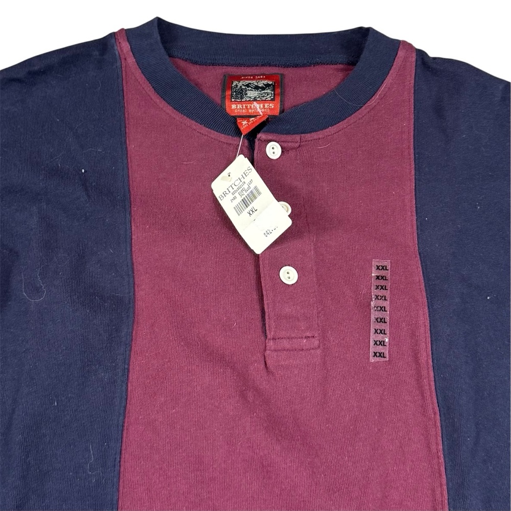 Vintage 90s Britches Henley Striped Long Sleeve Shirt Outdoors Mens 2XL NWT